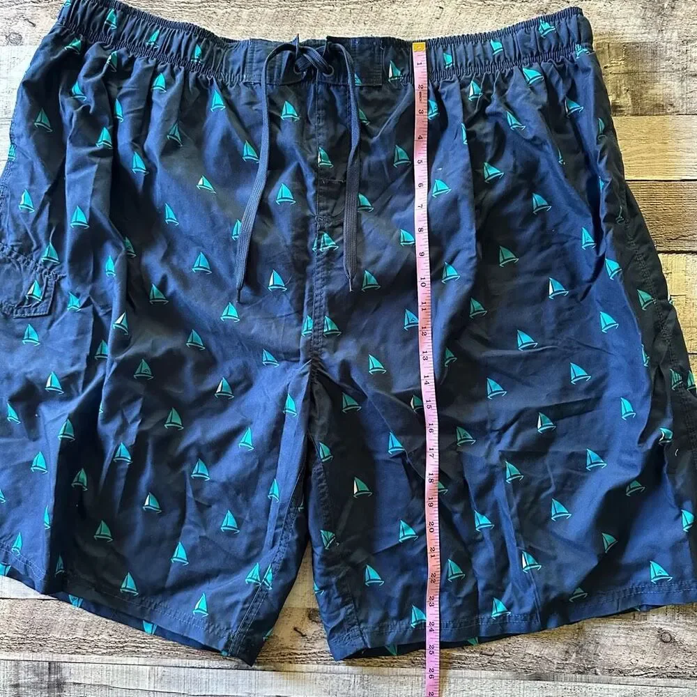 Kanu Surf Men’s Regatta Navy Sail Boat Swim Trunks | Size 5X